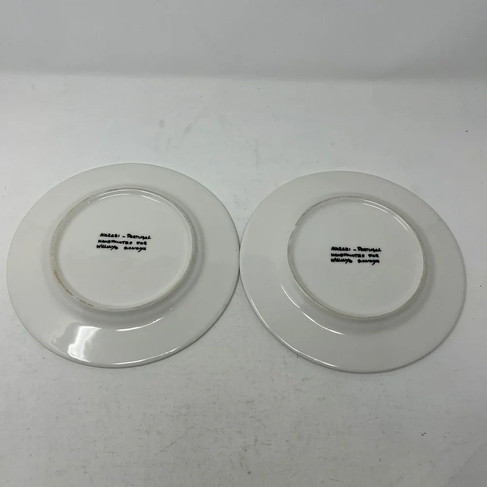 Williams Sonoma Nazari Portugal Handpainted Castle Plates Set of 2 Bread Butter